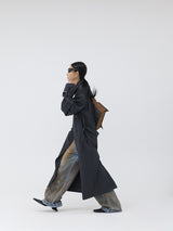 Pointed Leather Gray And Brown Brushed Crossbody Bag