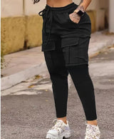 European And American Solid Pocket Ankle Banded Working Pants