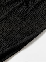 Black Textured Loose Drawstring Pants