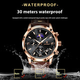 Multi-Function Sports Timing Moon Phase Men's Watch