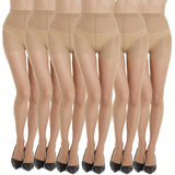 6Pairs Womens 20D Ultra Sheer Tights With Control Top Run Resistant Pantyhose