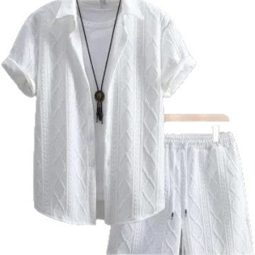 Men's Short-sleeved Shirt Shorts Sports Casual Two-piece Suit