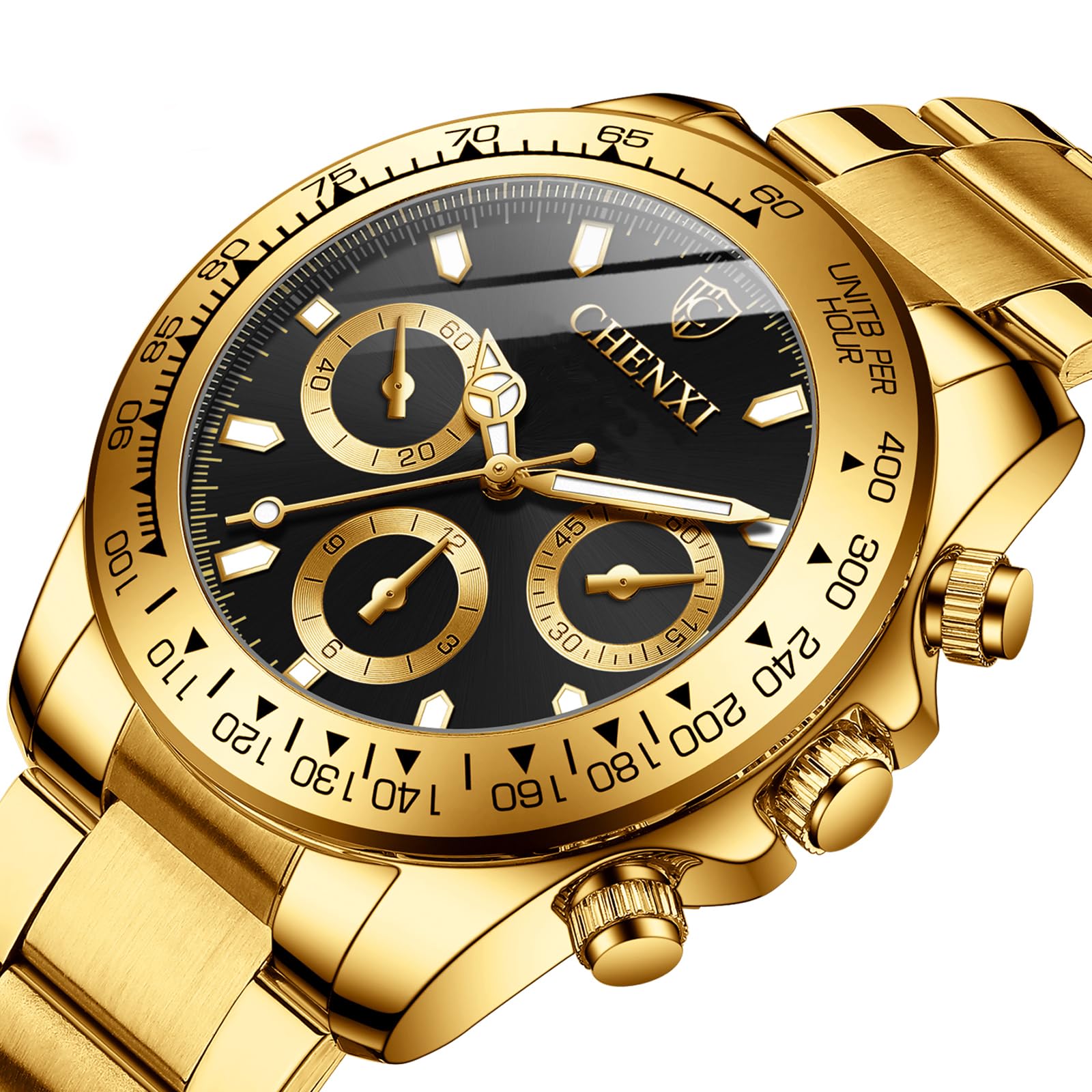 FANMIS Classics Business Analog Watch Big Face Quartz Luminous Waterproof Analog Quartz Stainless Steel Watch Elegant Gift Watch for Men