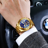 FANMIS Classics Business Analog Watch Big Face Quartz Luminous Waterproof Analog Quartz Stainless Steel Watch Elegant Gift Watch for Men