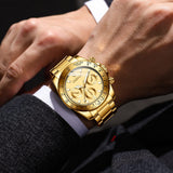 FANMIS Classics Business Analog Watch Big Face Quartz Luminous Waterproof Analog Quartz Stainless Steel Watch Elegant Gift Watch for Men