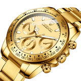 FANMIS Classics Business Analog Watch Big Face Quartz Luminous Waterproof Analog Quartz Stainless Steel Watch Elegant Gift Watch for Men
