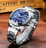 FANMIS Classics Business Analog Watch Big Face Quartz Luminous Waterproof Analog Quartz Stainless Steel Watch Elegant Gift Watch for Men