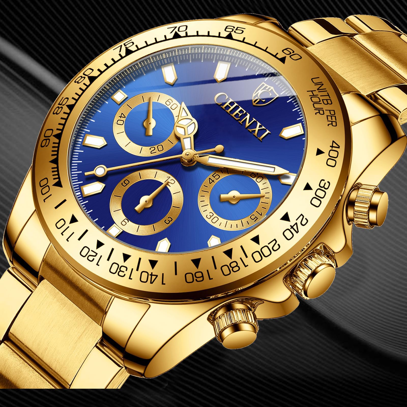 FANMIS Classics Business Analog Watch Big Face Quartz Luminous Waterproof Analog Quartz Stainless Steel Watch Elegant Gift Watch for Men