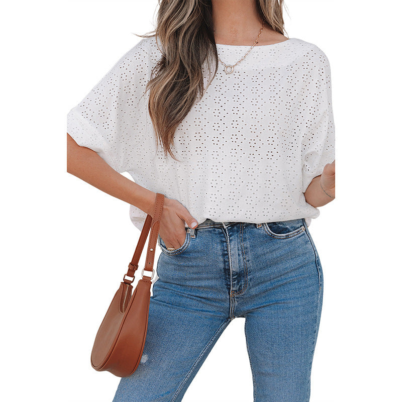 Simple European And American Style Loose Short Sleeve Top