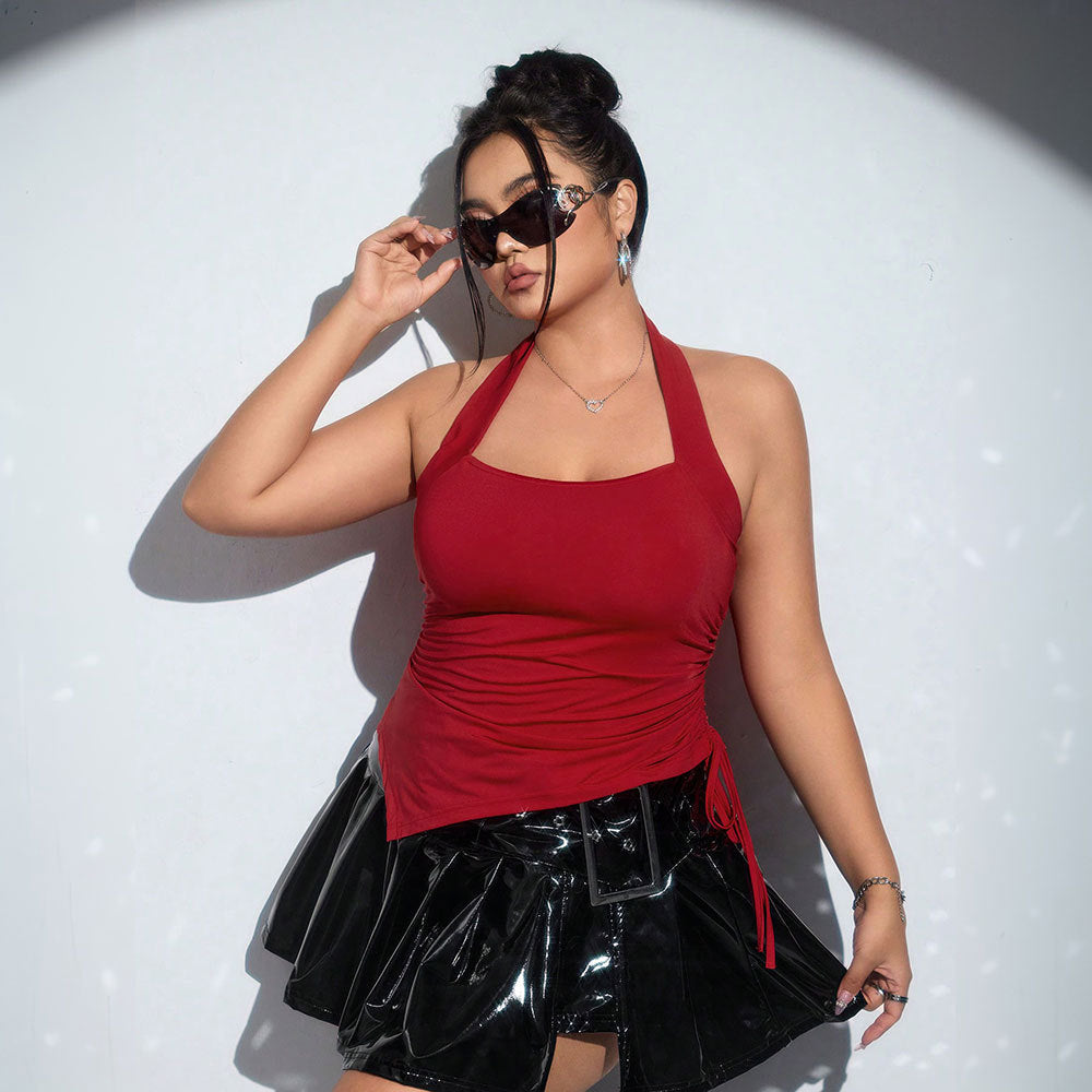 Plus Size Women's T-shirt SpringSummer New Sexy Halter Sleeveless Top