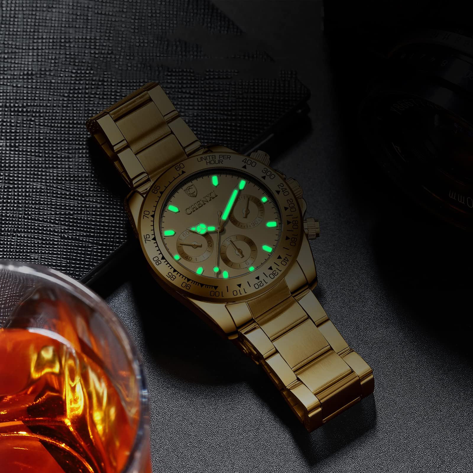 FANMIS Classics Business Analog Watch Big Face Quartz Luminous Waterproof Analog Quartz Stainless Steel Watch Elegant Gift Watch for Men