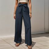 Tied Lotus Leaf Elastic Trousers