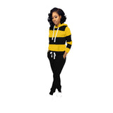Striped hooded sweater trousers set