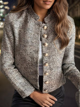 Large Elegant Floral Top Lightweight Polyester Elegant Women’s Fashion Floral Top - Long Sleeved, Buttoned Front, Opaque, Solid Color Jacket, Suitable For Work And Leisure