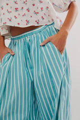 Printed Striped Elastic Waist Casual Hip Hop Style Skinny Pants