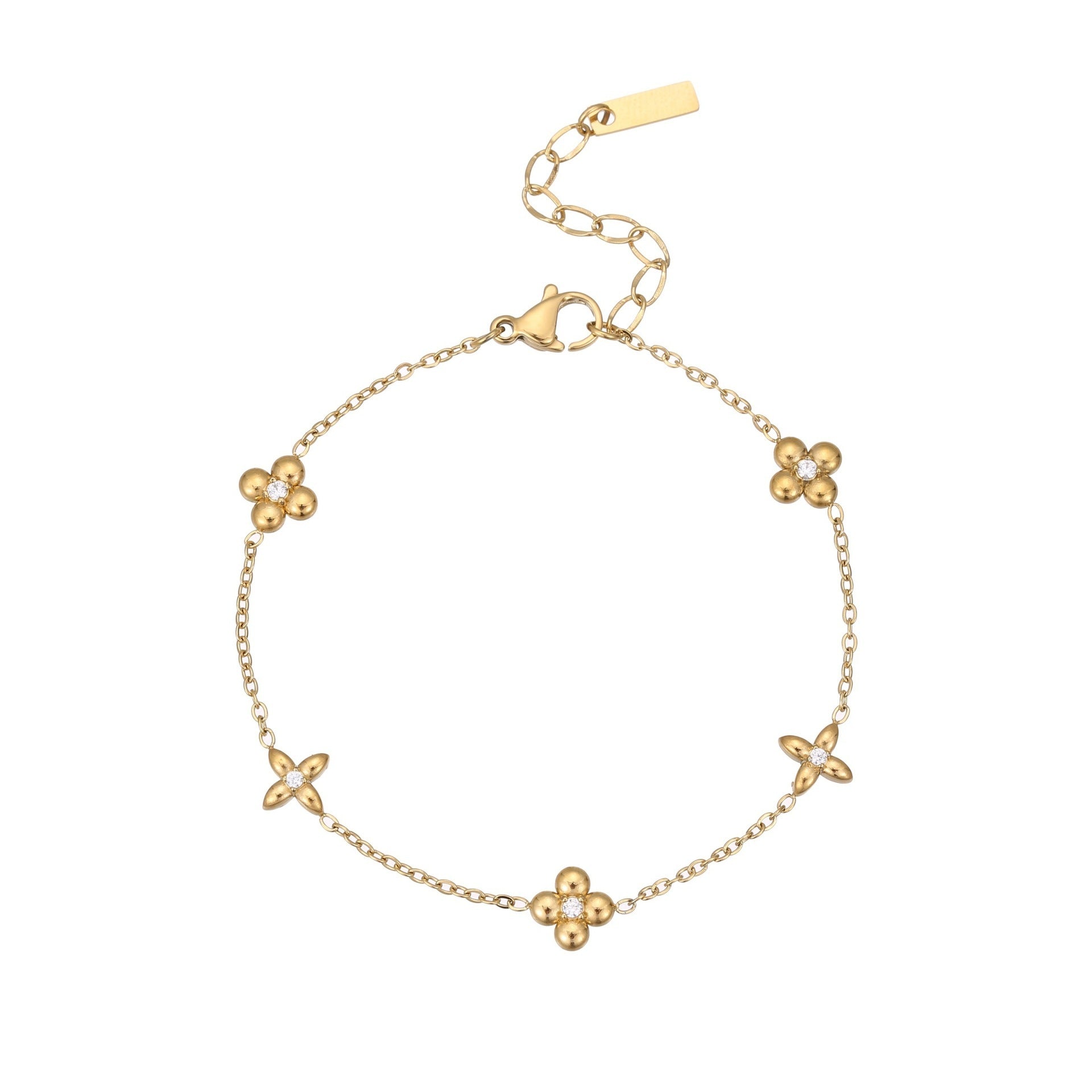 Ins Titanium Steel Bracelet 18K Gold Plating Zircon Star Pendant Exquisite