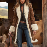 European And American Cowboy Style Western Retro Trench Coat Plush Autumn And Winter Fashion Warm Coat