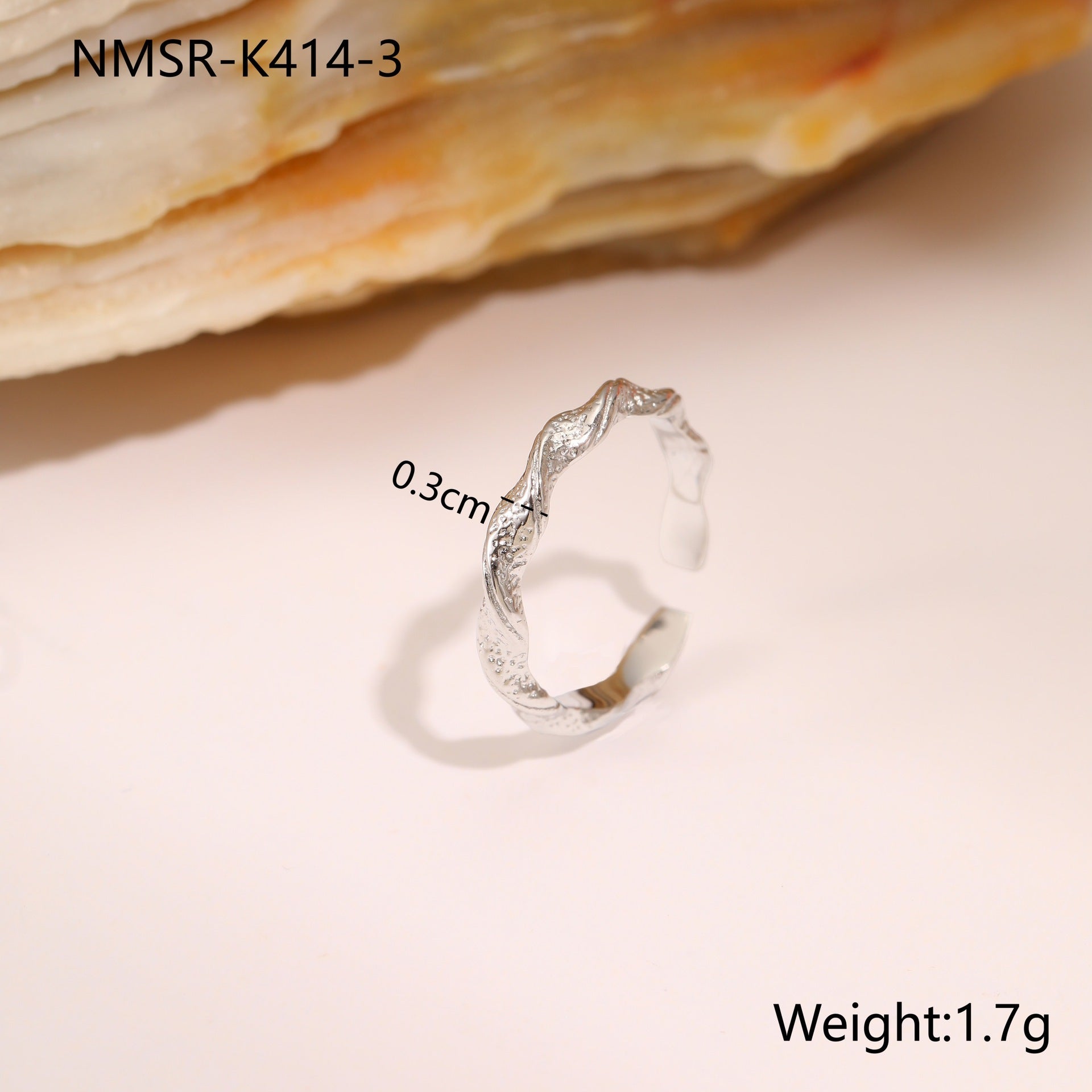 European And American Design Geometric Hammer Pattern Niche Temperament Open Ring