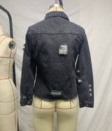 Female Creative Perforated Denim Long Sleeved Shirt