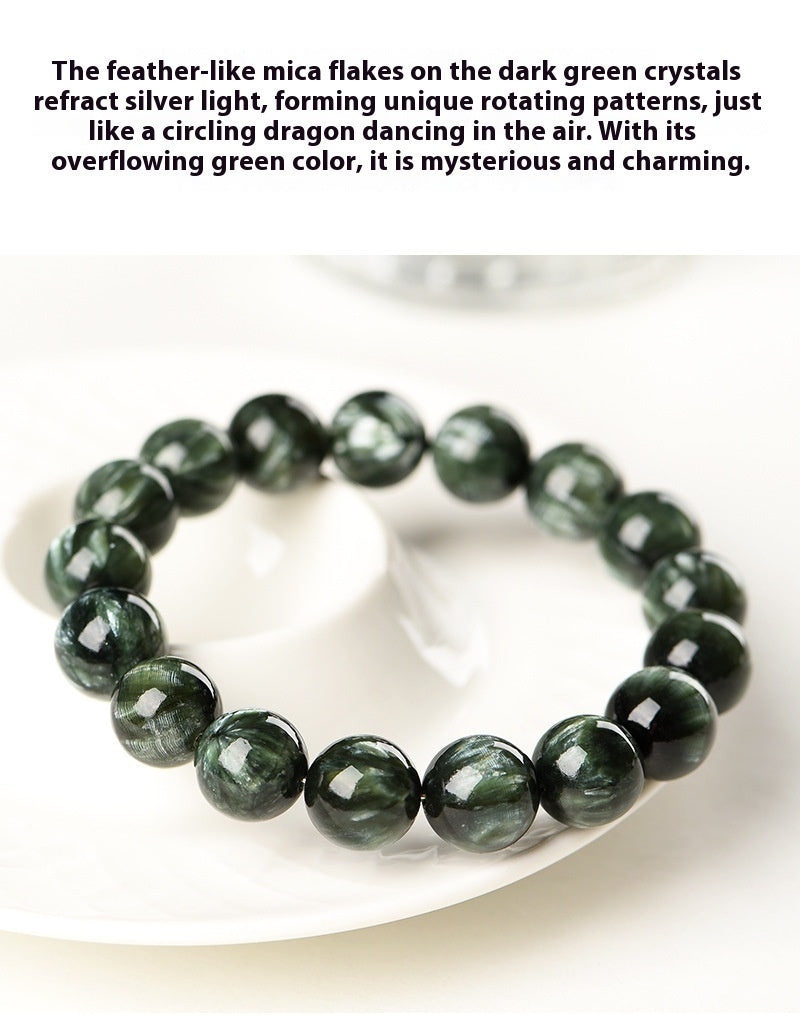 Natural Green Dragon Crystal Round Beads Bracelet