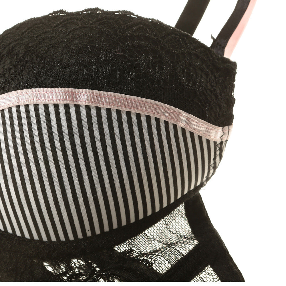 Simple Lace Bow Ladies Bra Set