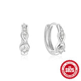 925 Sterling Silver Twisted Element Ear Ring High Sense Rhinestone Earrings