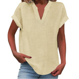 Solid Color Short Sleeve Women's Shirt