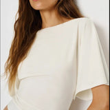 Design Sense Round Neck Pullover Short Sleeve T-shirt Women's Simple All-match Solid Color