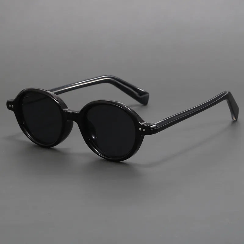 Retro Oval Black Frame Sun Shade Glasses
