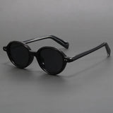 Retro Oval Black Frame Sun Shade Glasses