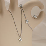 New Stainless Steel Flower Bracelet Necklace And Earring Suit Simple Fashion