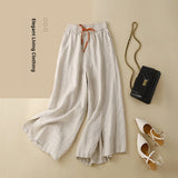 Elastic Waist Versatile Loose Artistic Cotton Linen Wide Leg Pants