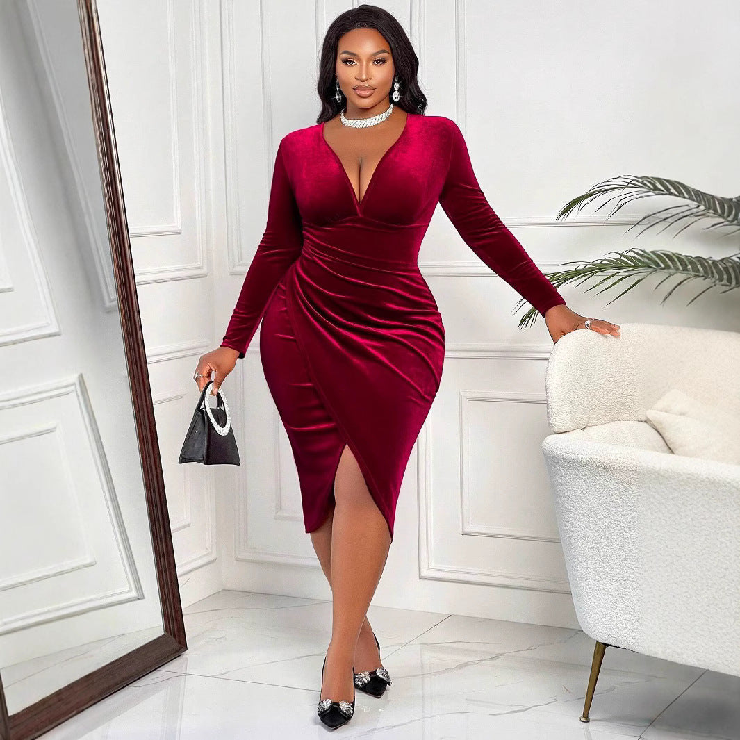 Fashion Personality Solid Color Female Dress