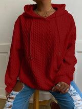 Women's Fashion Twist Pocket Hooded Top Sweater