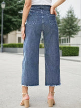 New Women’s Fashionable Casual Plus Size Jeans, High Waist Wide Leg 7-inch Straight Leg Jeans, Suitable For Various Clothing, Women’s Plus Size Women’s Clothing
