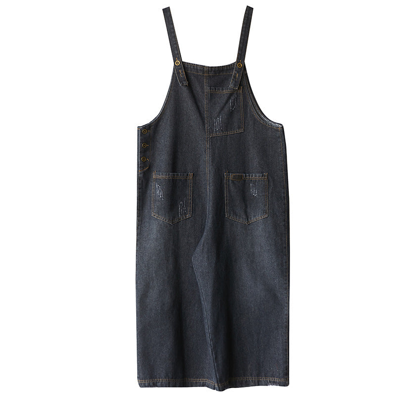 Oversized Nine - Quarter Wide Leg Jean Suspenders