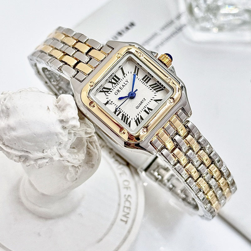 Classic Retro Square Waterproof Women's Diamond-embedded Watch