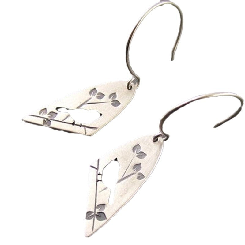 Retro Hollow Flower Bird Fashion Personalized Jewelry Earrings