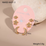 Three-to-one Card Titanium Steel Ear Studs