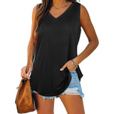VNeck Tuxedo Sleeveless Solid Color Tank Top TShirt