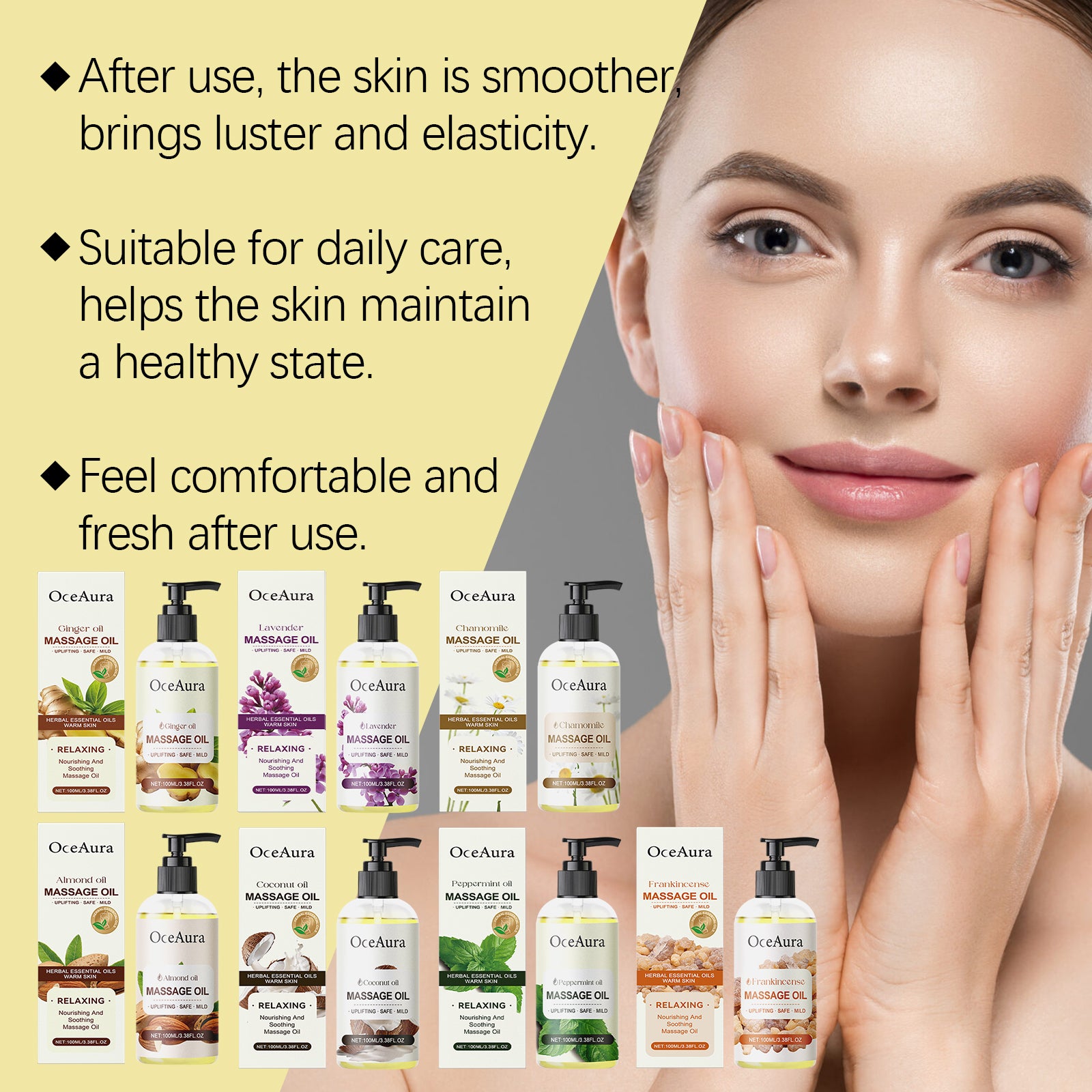 OceAura Chamomile Body Essential Oil Hydrating And Moisturizing Body Moisturizing Massage Essential Oil For Long-Lasting Moisturizing