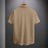 Men's Solid Color Short Sleeve Knitted Shirt With Over-turned Collar