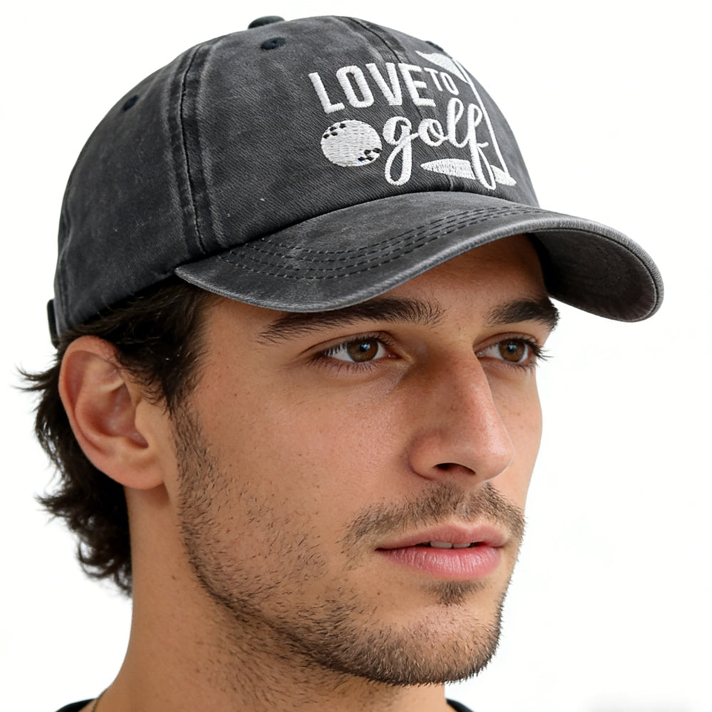 2pcs Golf Hats For Men Women, Golf Gifts For Mom Dad, Adjustable Embroidered Wash Cotton Baseball Cap