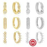 925 Sterling Silver Twisted Element Ear Ring High Sense Rhinestone Earrings
