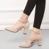 New European crude with suede shallow mouth foot ring Strap Ladies High Heels Sandals Shoes