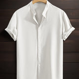 Men's Casual Breathable Polyester Fiber Stand Collar Shirt