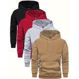 6-Piece Men's Long-sleeved Solid Color Hooded Sweatshirt