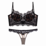 Women's French Thin Cotton Lace Bra Panties Set
