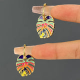 Summer Colorful Oil Necklace Leaves Cactus Earrings