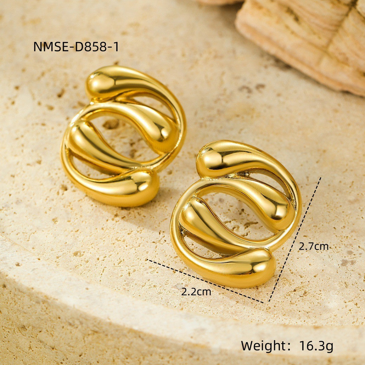 European And American Fashion Ins Exaggerated Titanium Steel Earrings 18K Gold Plating Non-fading Design Sense